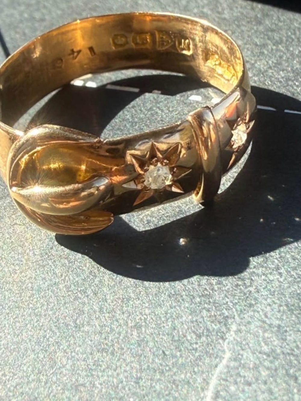 Gold Tone Floral Diamond Accent Women's Ring